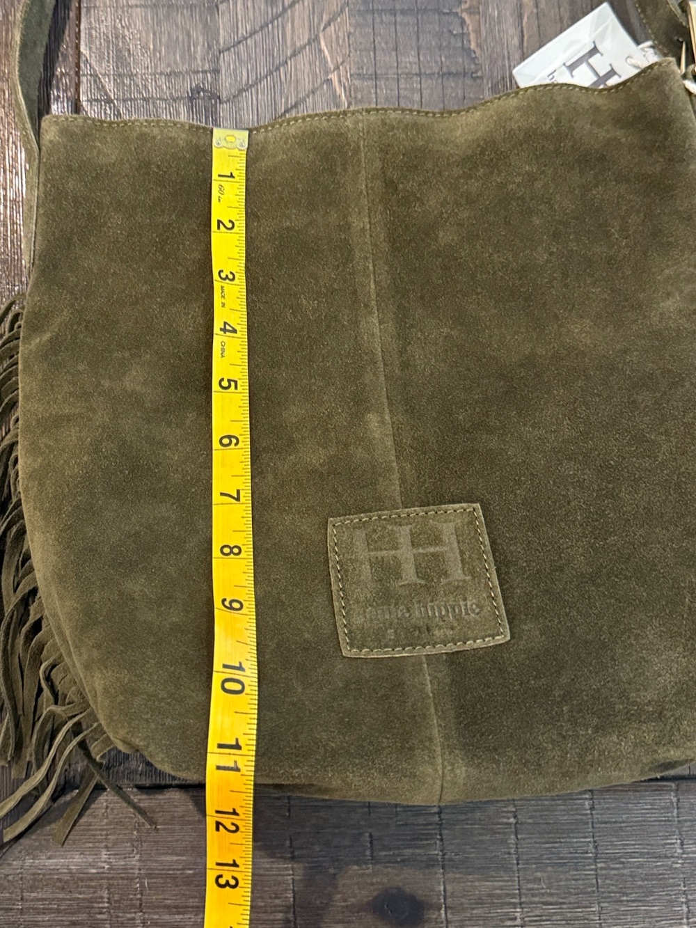 Haute Hippie Suede Fringe Olive Green Bucket Shoulder Bag Purse NWT - Picture 16 of 16